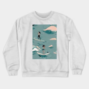 Paddleboarding Illustration Crewneck Sweatshirt